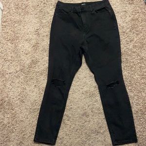 Black distressed high-rise jeans